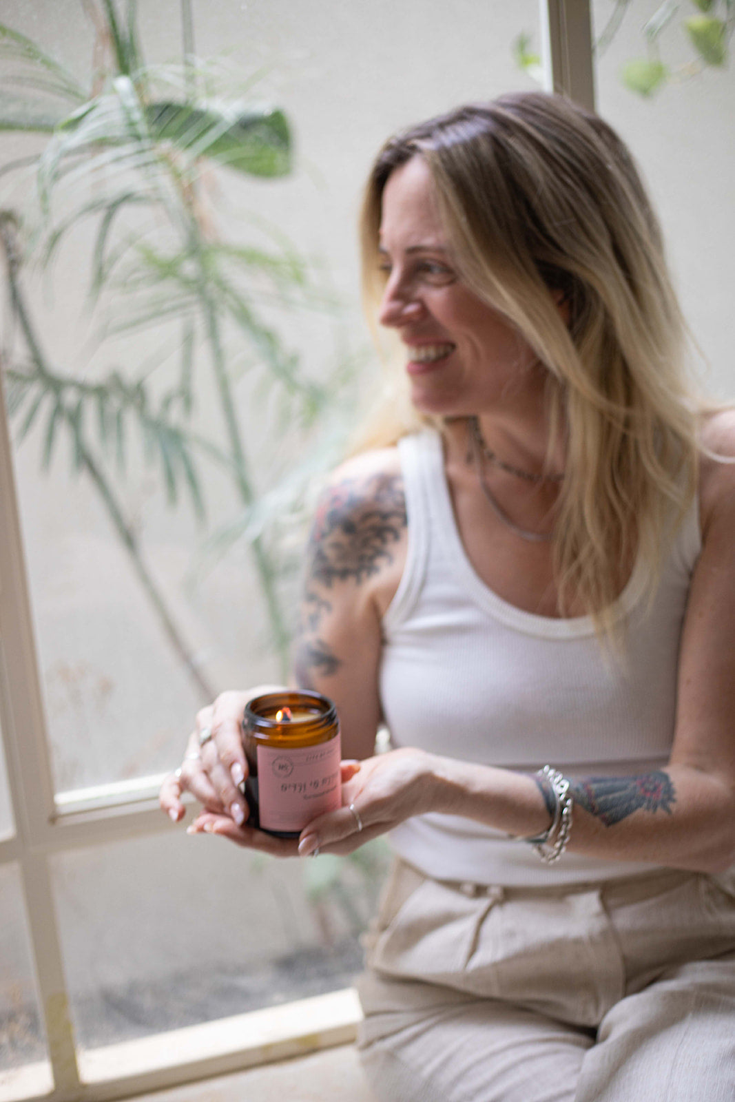 נר טבעי פודרת מי ורדים