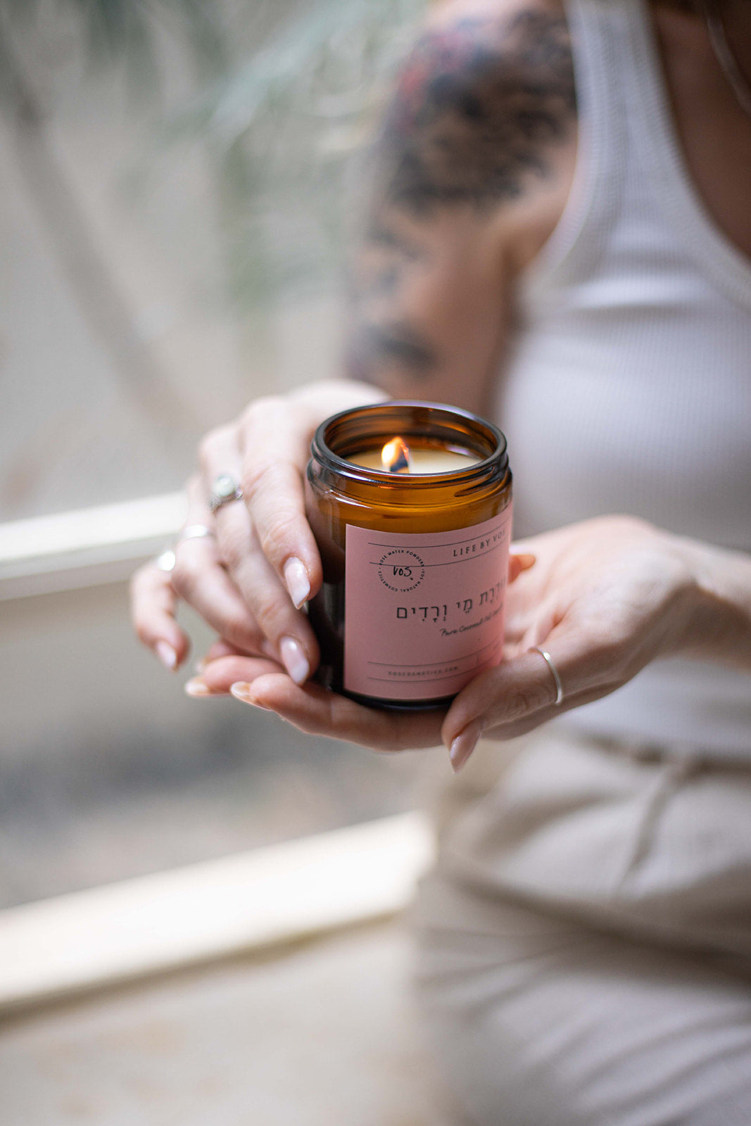 נר טבעי פודרת מי ורדים